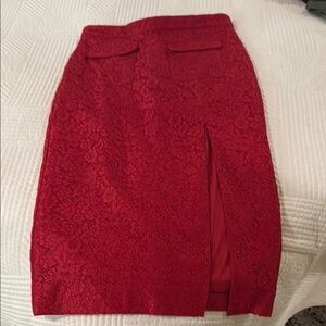 J. Crew Scarlet Textured Lace Pencil Skirt